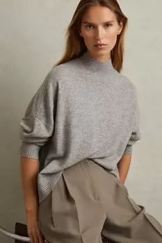 Джемпер с воротником стойкой Alicia из смеси шерсти Reiss, серый