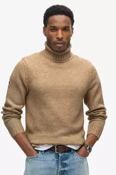 Джемпер с воротником стойкой и начесом Superdry, бежевый