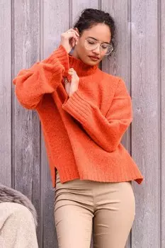 Джемпер с воротником стойкой и свободным кроем Celtic & Co., оранжевый