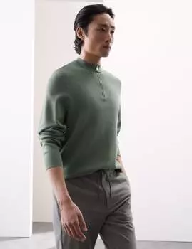 Джемпер с воротником-стойкой и застежкой-молнией на половину длины Autograph, дымчато-зеленый