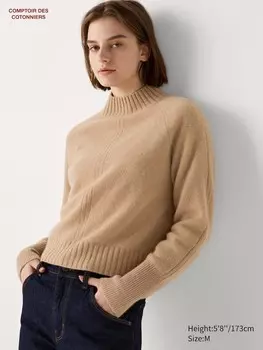 Джемпер с воротником-стойкой из 100% кашемира Uniqlo, цвет 32 бежевый