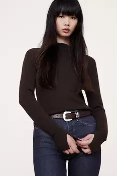 Джемпер с воротником стойкой из мериносовой шерсти Banana Republic, коричневый