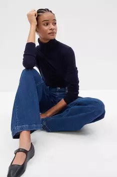 Джемпер с воротником стойкой из мериносовой шерсти Gap, синий