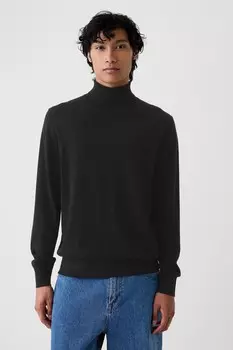Джемпер с воротником стойкой из мериносовой шерсти Gap, черный