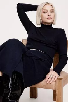 Джемпер с воротником стойкой из мериносовой шерсти Banana Republic, синий