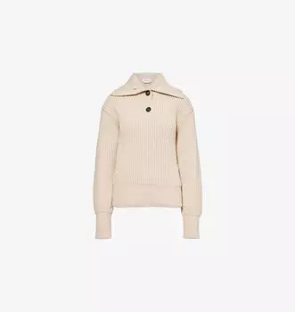 Джемпер с воротником-стойкой из смеси шерсти и кашемира Alexander Mcqueen, белый