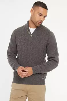 Джемпер с воротником стойкой на пуговицах Threadbare, серый