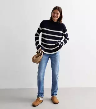 Джемпер с воротником-стойкой в синюю полоску New Look, синий