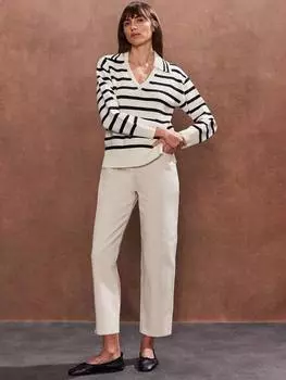 Джемпер с воротником в полоску Ro&Zo, цвет Natural