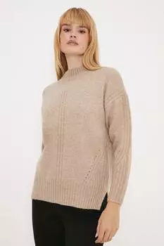 Джемпер с воротником-воронкой Cosy в рубчик Oasis, бежевый