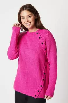 Джемпер с воротником-воронкой и пуговицами Debenhams, розовый