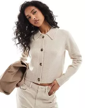 Джемпер с вязанным воротником в овсяном цвете Threadbare