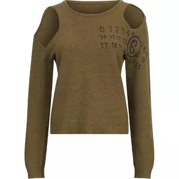 Джемпер с вырезом и принтом номера MM6 Maison Margiela, Moss Green