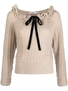 Джемпер с вырезом «лодочка» с рюшами b+ab, серый