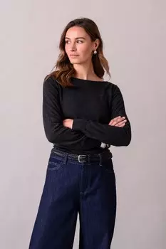 Джемпер с вырезом лодочкой из тонкой мериносовой пряжи Celtic & Co., серый