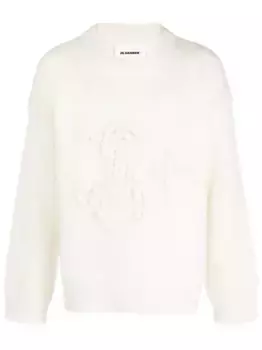 Джемпер с вышитой монограммой JIL SANDER, нейтральный