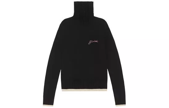 Джемпер с вышитым логотипом GANNI, черный