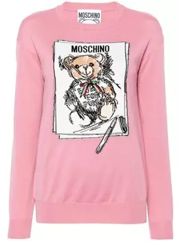 Джемпер с вышитым логотипом Moschino, розовый