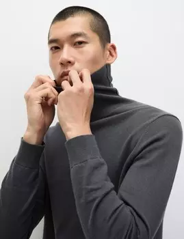 Джемпер с высоким содержанием хлопка и шерстью Marks & Spencer, цвет Dark pewter