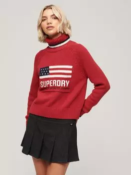 Джемпер с высоким воротником Americana Superdry, риск красный/мульти