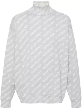 Джемпер с высоким воротником и логотипом Balenciaga, серый