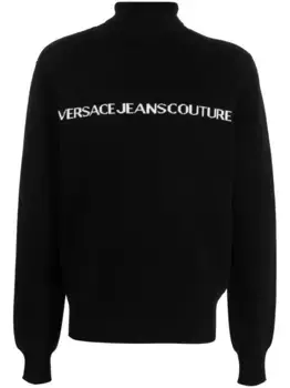 Джемпер с высоким воротником и логотипом Versace Jeans Couture, черный