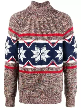 Джемпер с высоким воротником и узором ETRO, красный