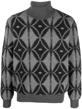 Джемпер с высоким воротником и узором ETRO, серый