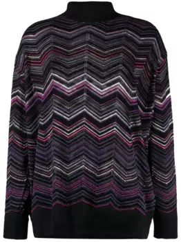 Джемпер с высоким воротником и узором зигзаг Missoni, черный