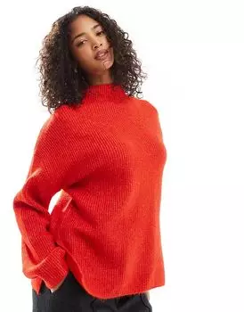Джемпер с высоким воротом и широкими рукавами красного цвета Pimkie