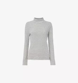 Джемпер с высоким воротом из эластичного хлопка в полоску Whistles, бежевый