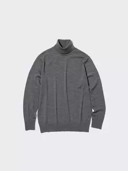 Джемпер с высоким воротом из мериноса Uniqlo, серый