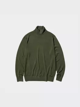 Джемпер с высоким воротом из мериноса Uniqlo, зеленый
