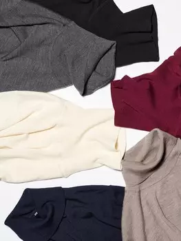 Джемпер с высоким воротом из мериноса Uniqlo, серый