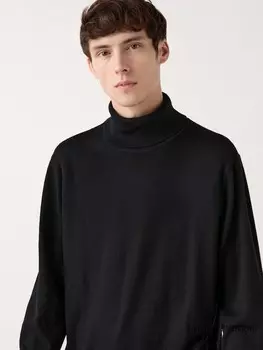 Джемпер с высоким воротом из мериноса Uniqlo, черный