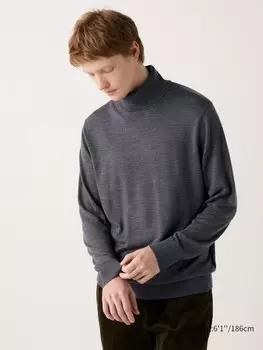 Джемпер с высоким воротом из мериноса Uniqlo, серый