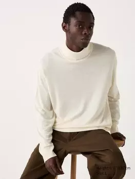Джемпер с высоким воротом из мериноса Uniqlo, белый