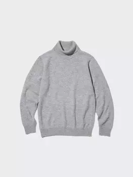 Джемпер с высоким воротом из овечьей шерсти премиум-класса Uniqlo, серый