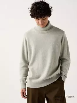Джемпер с высоким воротом из овечьей шерсти Uniqlo, зеленый