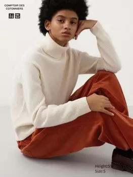 Джемпер с высоким воротом из овечьей шерсти Uniqlo, белый