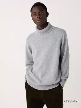 Джемпер с высоким воротом из овечьей шерсти Uniqlo, цвет 04 серый