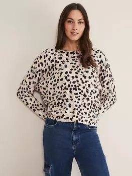 Джемпер с запахом и подолом с анималистичным принтом Phase Eight Juno, нежно-розовый/мульти