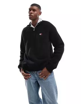 Джемпер с застежкой-молнией 1/4 черного цвета Tommy Jeans
