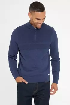 Джемпер с застежкой молнией 1/4, связанный резинкой Threadbare, голубой