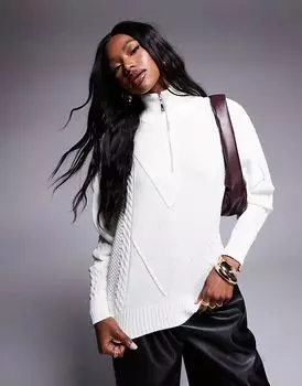 Джемпер с застежкой-молнией на половину длины, кремового цвета Missyempire