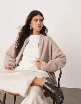 Джемпер с застежкой-молнией плотной вязки цвета овса ASOS EDITION