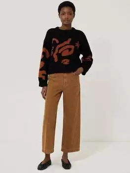 Джемпер с завитками интарсии Jigsaw, черный/разноцветный