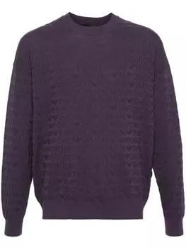 Джемпер с жаккардовым логотипом Emporio Armani, фиолетовый