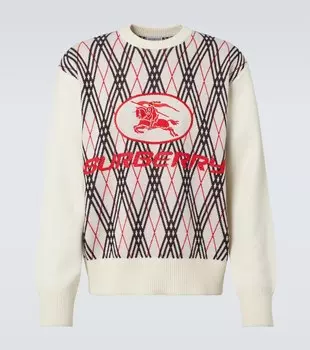 Джемпер с жаккардовым узором «аргайл» Burberry, Chalk Argyle