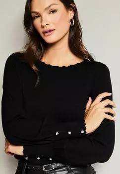 Джемпер SCALLOP DETAIL LONG SLEEVE Lipsy, черный